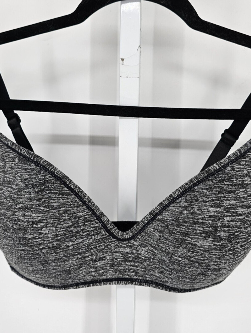 Womens Sz 36D Classic Lightly Padded T Shirt Bra Gray Black - Picture 1 of 3